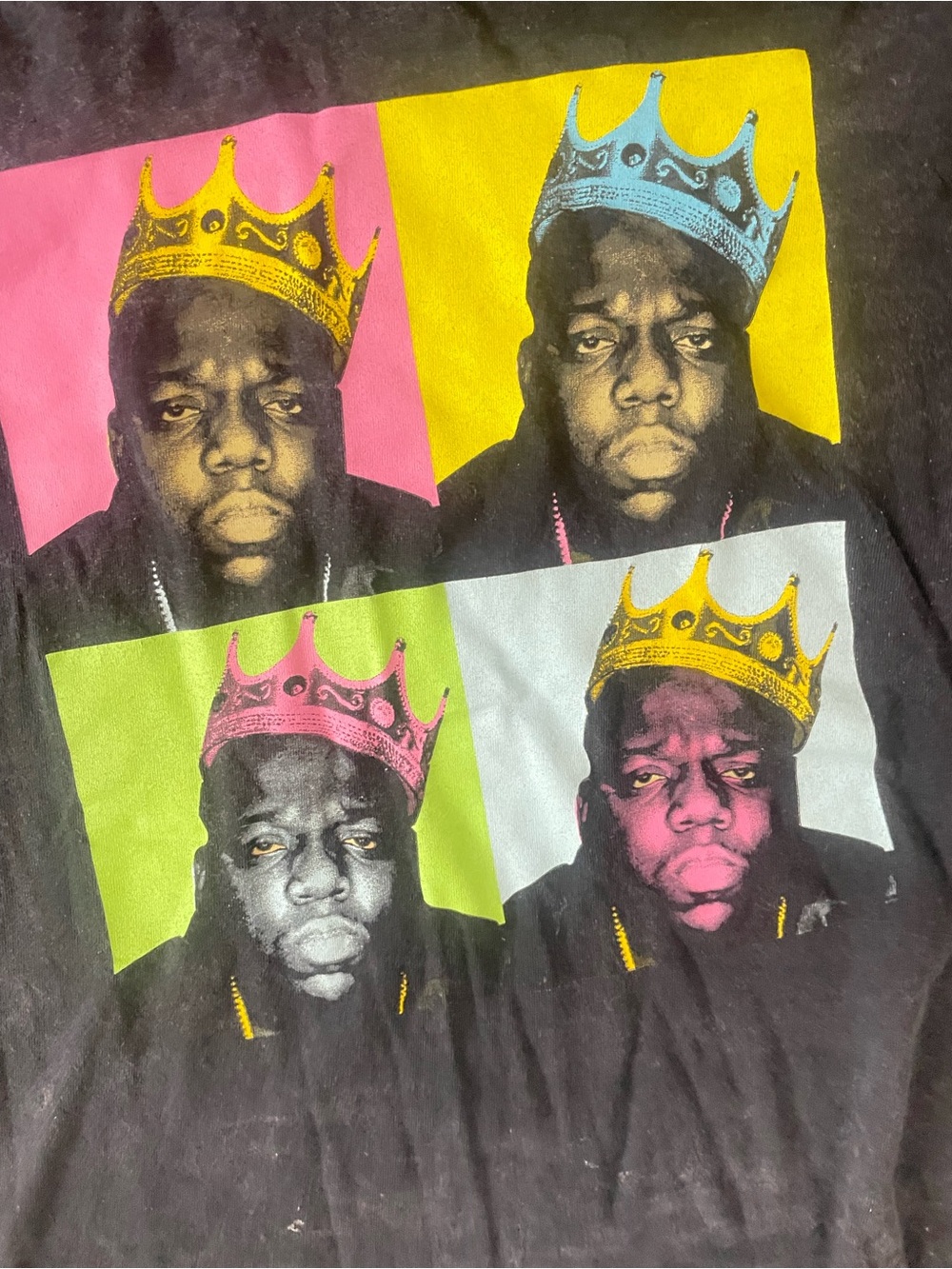 The Notorious B.I.G. Black Graphic Washed Tee with Colorful Four-Panel Sz XL - Picture 3 of 6